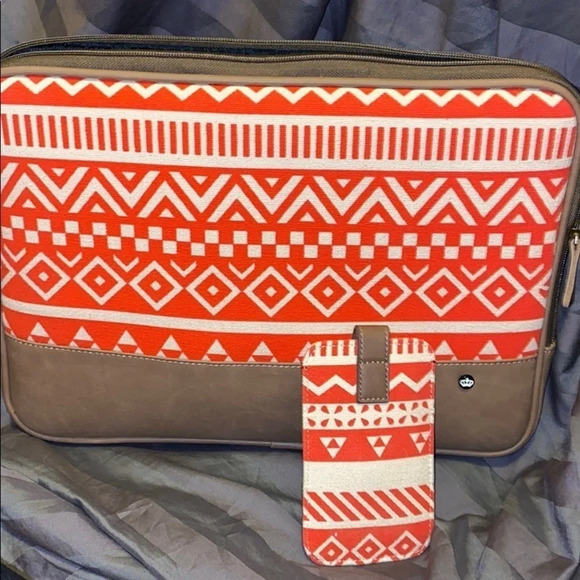 Urban print Red Tan COMPUTER  LAPTOP Phone case - Picture 10 of 12